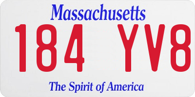 MA license plate 184YV8