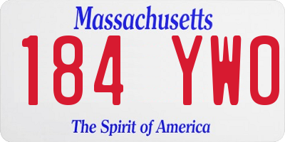 MA license plate 184YW0