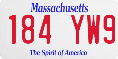 MA license plate 184YW9