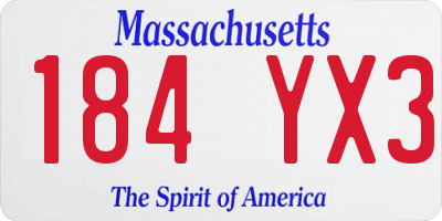 MA license plate 184YX3