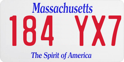 MA license plate 184YX7