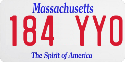 MA license plate 184YY0