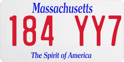 MA license plate 184YY7