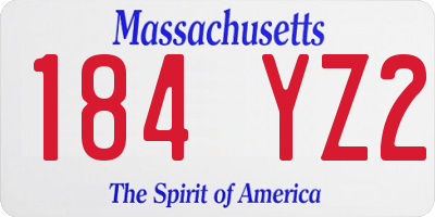 MA license plate 184YZ2
