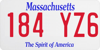 MA license plate 184YZ6
