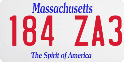 MA license plate 184ZA3