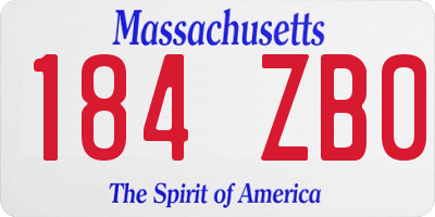 MA license plate 184ZB0