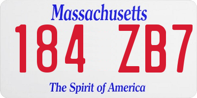 MA license plate 184ZB7