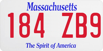 MA license plate 184ZB9