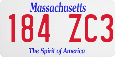 MA license plate 184ZC3