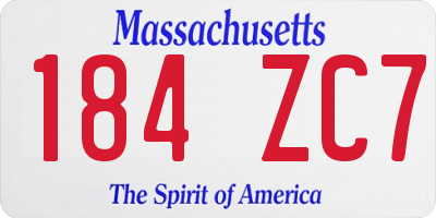 MA license plate 184ZC7