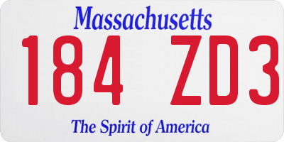MA license plate 184ZD3