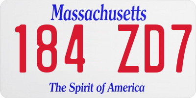MA license plate 184ZD7