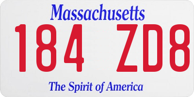 MA license plate 184ZD8