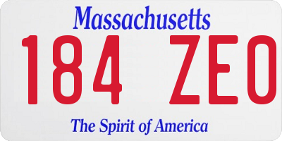 MA license plate 184ZE0