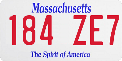 MA license plate 184ZE7