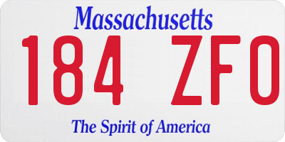 MA license plate 184ZF0