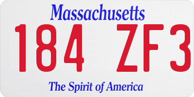 MA license plate 184ZF3