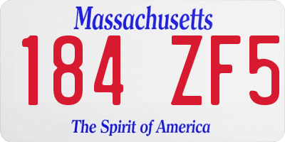 MA license plate 184ZF5