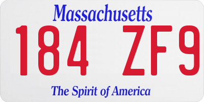 MA license plate 184ZF9