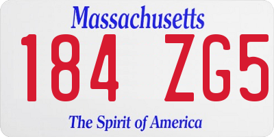 MA license plate 184ZG5