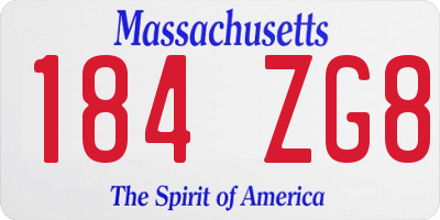 MA license plate 184ZG8
