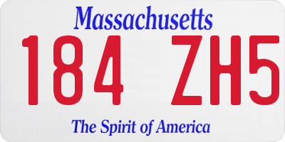 MA license plate 184ZH5