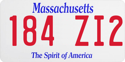 MA license plate 184ZI2