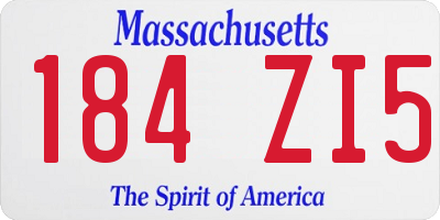 MA license plate 184ZI5