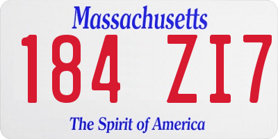 MA license plate 184ZI7