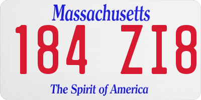 MA license plate 184ZI8