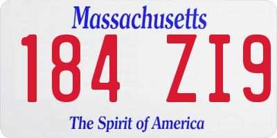 MA license plate 184ZI9
