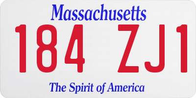 MA license plate 184ZJ1