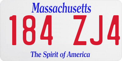 MA license plate 184ZJ4