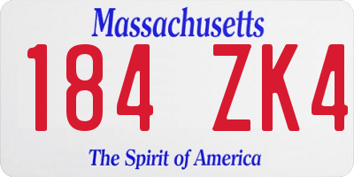 MA license plate 184ZK4