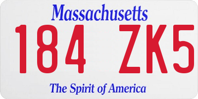 MA license plate 184ZK5