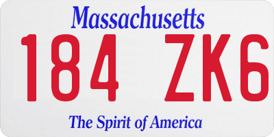 MA license plate 184ZK6