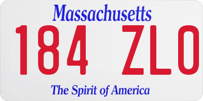 MA license plate 184ZL0