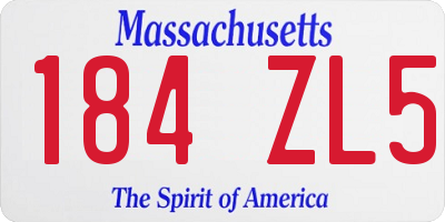 MA license plate 184ZL5