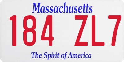 MA license plate 184ZL7