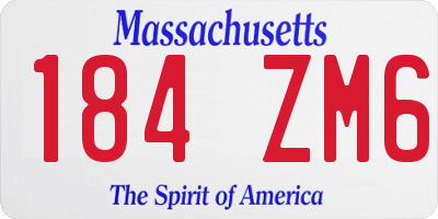 MA license plate 184ZM6