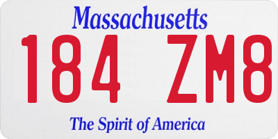 MA license plate 184ZM8