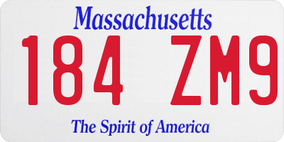 MA license plate 184ZM9