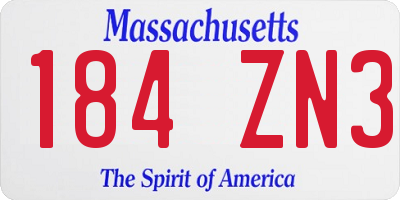 MA license plate 184ZN3