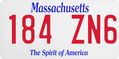 MA license plate 184ZN6