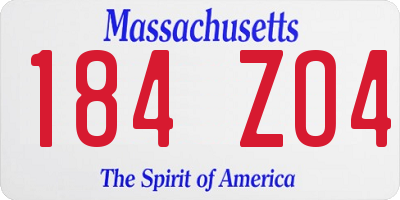 MA license plate 184ZO4