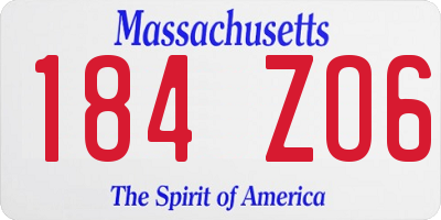 MA license plate 184ZO6