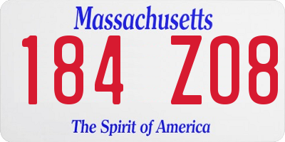 MA license plate 184ZO8