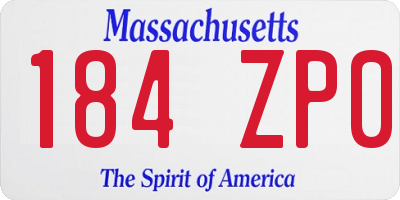 MA license plate 184ZP0