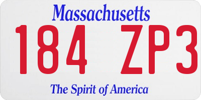 MA license plate 184ZP3